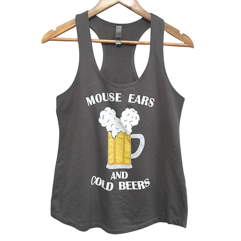 Next Level Apparel Womens Graphic Tank Top Mouse Ears Cold Beers Medium‎